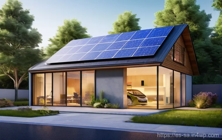 스마트 그리드와 국제 에너지 정책의 연관성 - **Prompt:** A vibrant, futuristic depiction of a "prosumer" home seamlessly integrated into a smart ...