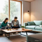 스마트 그리드와 사용자 중심의 서비스 설계 - **Prompt 1: The Intuitive Smart Home**
    A bright, modern, and cozy living room scene from an over...