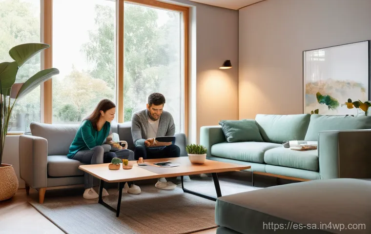 스마트 그리드와 사용자 중심의 서비스 설계 - **Prompt 1: The Intuitive Smart Home**
    A bright, modern, and cozy living room scene from an over...