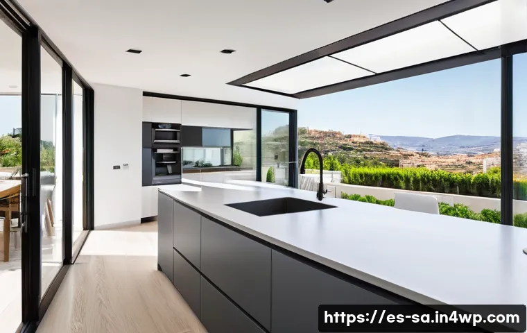 스마트 그리드와 재생 가능 에너지 통합 - A modern Spanish household equipped with a smart energy management system connected to rooftop solar...